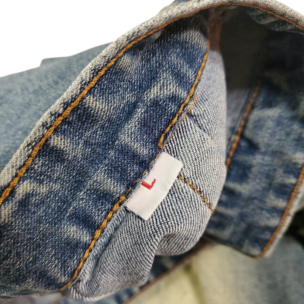 Y2K Midi Denim Skirt A-Line Tiered Frayed Raw Hems TMX 201 - Small - Picture 4 of 6